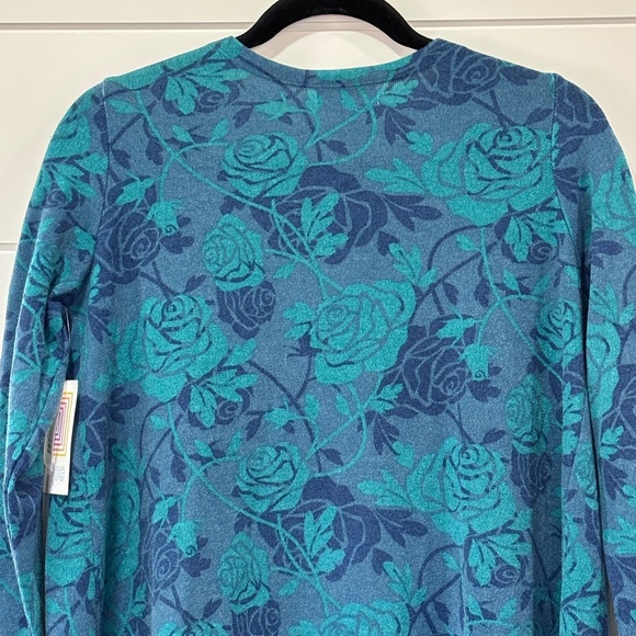 NWT LulaRoe Sarah duster roses pattern blue hues size S - Picture 4 of 15